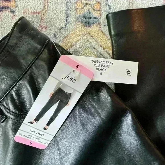 Joie Vegan Leather Pants Black Size 6 Limited Edition MSRP $148. NWT - Picture 3 of 7